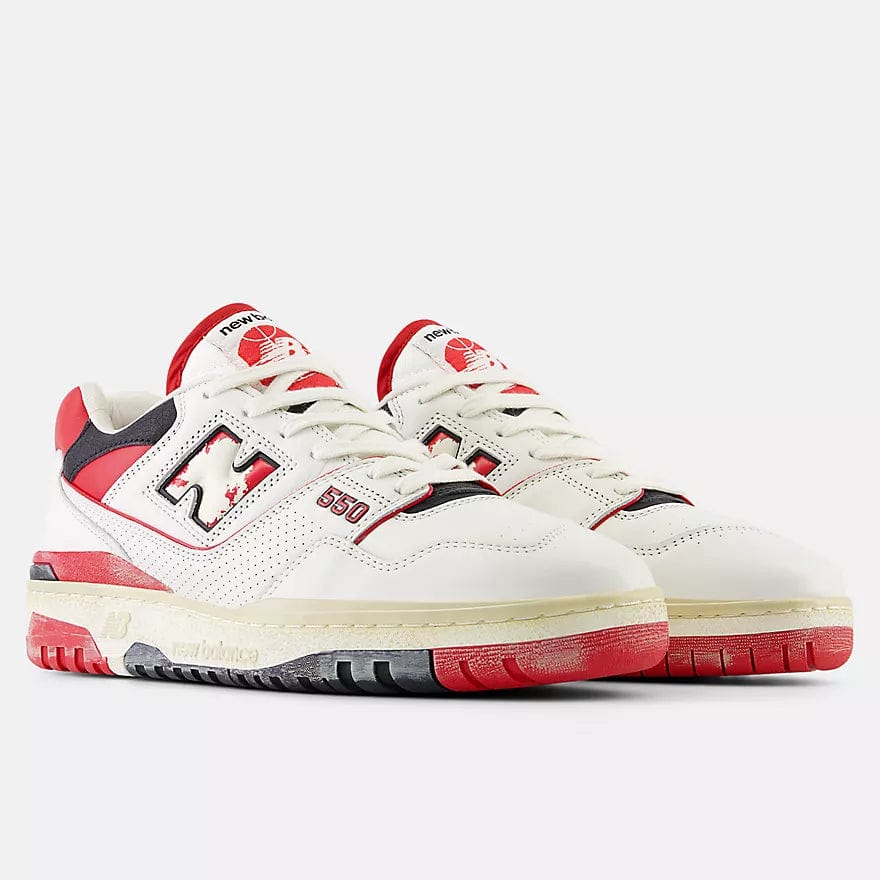 New Balance Lifestyle Sneakers New Balance Mens 550 - Sea Salt with Team Red and Black