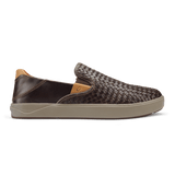 OluKai Lifestyle Slip-On Sneakers Dark Wood / 7 / D (Medium) Olukai Mens Lae'ahi Lauhala Leather Slip On Sneaker- Dark Wood / Dark Wood