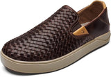 OluKai Lifestyle Slip-On Sneakers Medium / Brown / 7 US OluKai Men's Lae'ahi Lauhala Leather Slip Ons- Dark Java