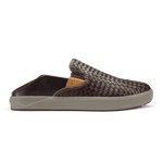 OluKai Lifestyle Slip-On Sneakers Olukai Mens Lae'ahi Lauhala Leather Slip On Sneaker- Dark Wood / Dark Wood