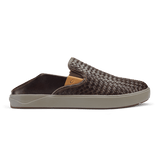 OluKai Lifestyle Slip-On Sneakers Olukai Mens Lae'ahi Lauhala Leather Slip On Sneaker- Dark Wood / Dark Wood