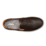 OluKai Lifestyle Slip-On Sneakers Olukai Mens Lae'ahi Lauhala Leather Slip On Sneaker- Dark Wood / Dark Wood