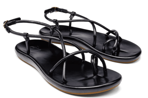 OluKai Summer Sandals 5 WAIAU Women’s Slingback Sandals - Black