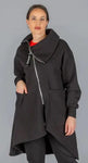 Paolo Tricot Jackets S/M Angled Zippered Cowl Neck Coat