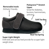 Pedors Walking Shoes Pedors Unisex Classic PED 600 Stretch Orthopedic Shoes- Black