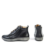 Portofino Ankle Boots Portofino Women's Dual Zip Sneaker Boots- Nero