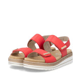 Remonte Ankle Strap Sandals Remonte Women's D0Q59-33 Wedge Sandals- Red