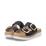 Remonte Ankle Strap Sandals Remonte Women's D0Q66-00 Wedge Slides- Black