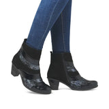 Remonte Booties Remonte Women's D8798-03 Short Heeled Booties- Black Combi