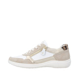 Remonte Lifestyle Sneakers Remonte Women's D1E06-82 Lace & Zip Sneakers- White/ Gold