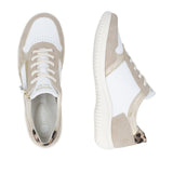 Remonte Lifestyle Sneakers Remonte Women's D1E06-82 Lace & Zip Sneakers- White/ Gold