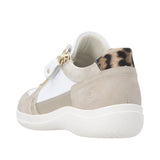 Remonte Lifestyle Sneakers Remonte Women's D1E06-82 Lace & Zip Sneakers- White/ Gold