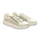 Remonte Lifestyle Sneakers Remonte Women's D2E00-81 Zip & Lace Sneakers- White/ Gold