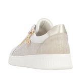 Remonte Lifestyle Sneakers Remonte Women's D2E00-81 Zip & Lace Sneakers- White/ Gold