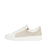 Remonte Lifestyle Sneakers Remonte Women's D2E00-81 Zip & Lace Sneakers- White/ Gold