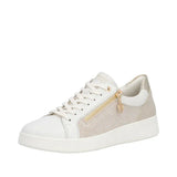 Remonte Lifestyle Sneakers Remonte Women's D2E00-81 Zip & Lace Sneakers- White/ Gold