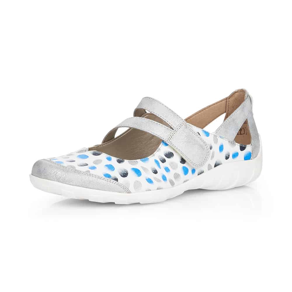 Remonte Women's Mary Janes- White Blue Combi â Sole To Soul Footwear Inc.