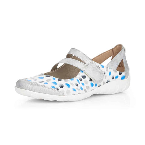 Remonte Shoe White w Blue Polka Dots / 35 / M Remonte Womens Mary Jane Shoes - White w Blue Polka Dots
