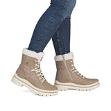 Remonte Tall Boots Remonte Women's D0C77-20 Mid Lace & Zip Winter Boots- Tan Combi