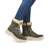 Remonte Tall Boots Remonte Women's D0C77-54 Mid Lace & Zip Winter Boots- Green Combi