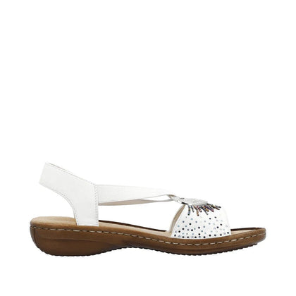 Rieker 0 - Shoes Rieker Womens Slingback Elastic Sandal- White