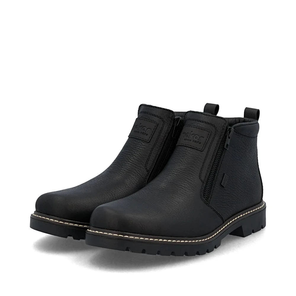 Rieker Ankle Boots Rieker Men's Dual Zip Low Winter Boots- Black