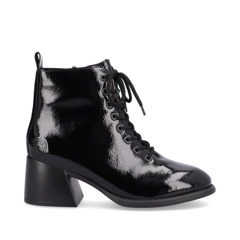 Rieker Ankle Boots Rieker Women's 79302-01 Heeled Combat Boots- Black Patent