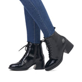 Rieker Ankle Boots Rieker Women's 79302-01 Heeled Combat Boots- Black Patent