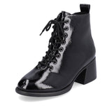 Rieker Ankle Boots Rieker Women's 79302-01 Heeled Combat Boots- Black Patent
