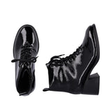 Rieker Ankle Boots Rieker Women's 79302-01 Heeled Combat Boots- Black Patent