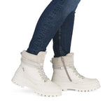 Rieker Ankle Boots Rieker Women's W2171-81 Lace & Zip Mid Winter Boots- White
