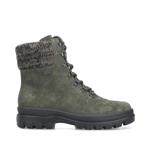 Rieker Ankle Boots Rieker Women's X8233-54 Waterproof Lace & Zip Ice Grip Boots- Green