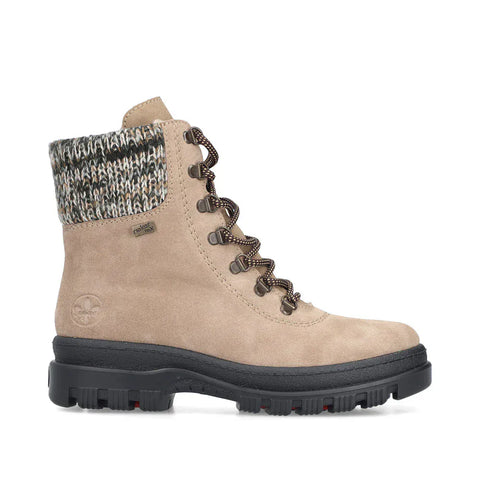 Rieker Ankle Boots Rieker Women's X8233-64 Waterproof Lace & Zip Ice Grip Boots- Beige