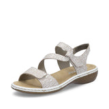Rieker Ankle Strap Sandals Rieker Women's 659C7-81 Strappy Sandals- White Combi