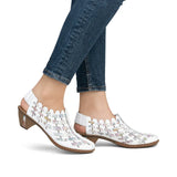 Rieker Heeled & Wedge Sandals Rieker Women's 46778-80 Woven Heels- White Combi