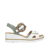 Rieker Heeled & Wedge Sandals Rieker Women's 67476-81 Heeled Wedge Sandals- Green Combi