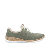 Rieker Lifestyle Slip-On Sneakers Rieker Women's N42G0-52 Eikezip Perf Sneakers- Green