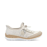Rieker Lifestyle Slip-On Sneakers Rieker Women's N42V3-60 Eikezip Perf Sneakers- Cream