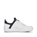 Rieker Shoe Rieker Mens Leather Tennis Sneakers - White/Navy