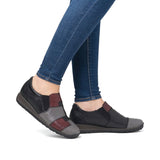Rieker Slip-Ons & Loafers Rieker Women's 44250-00 Wedge Loafers- Black Combi