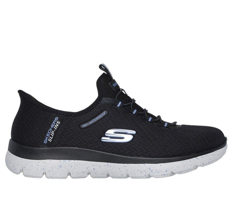 Skechers Lifestyle Sneakers 5 / Charcoal / B (Medium) Skechers Womens Slip-ins Waterproof Summits Best Choice - Black / Light Blue