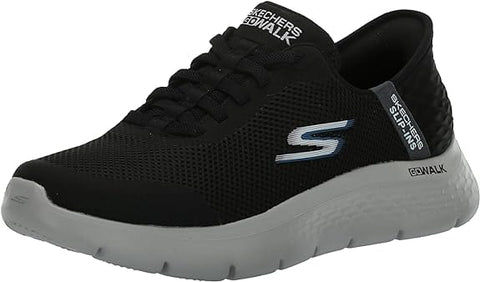 Skechers Walking Shoes 7 / Black/Gray / D (Medium) Skechers Mens Slip-ins GO WALK Flex Hands Up - Black/Gray
