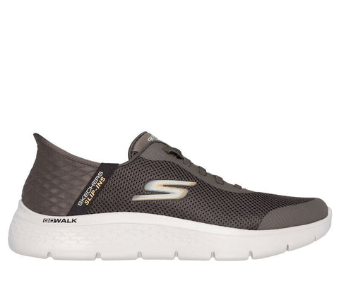 Skechers Walking Shoes 8 / Brown / D (Medium) Mens Slip-ins GO WALK Flex Hands Up - Brown