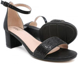 TAXI Strappy Heels Medium / Black / 35 EU Taxi Women's Macy 02 Block Heels- Black Shiny