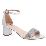 TAXI Strappy Heels Medium / Silver / 35 EU Taxi Women's Macy 02 Block Heels- Silver Shiny