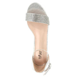 TAXI Strappy Heels Taxi Women's Macy 02 Block Heels- Silver Shiny