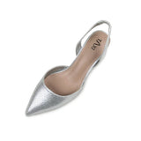TAXI Strappy Heels Taxi Women's Tyra Kitten Heels- Silver