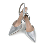 TAXI Strappy Heels Taxi Women's Tyra Kitten Heels- Silver