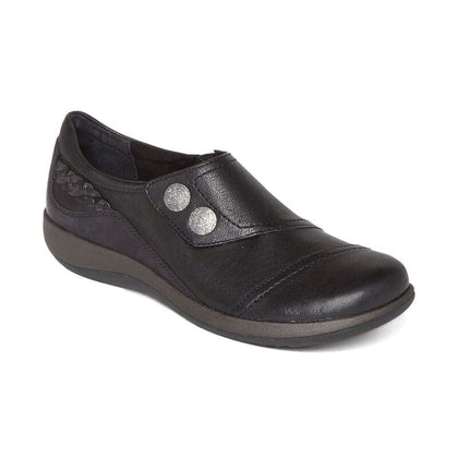 Aetrex Shoe Aetrex Womens Karina Monk Strap Shoes (Wide)- Black