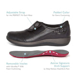 Aetrex Shoe Aetrex Womens Karina Monk Strap Shoes (Wide)- Black